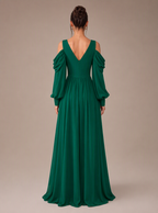 Zephrina Maelle chiffon cold shoulder maxi dress in green