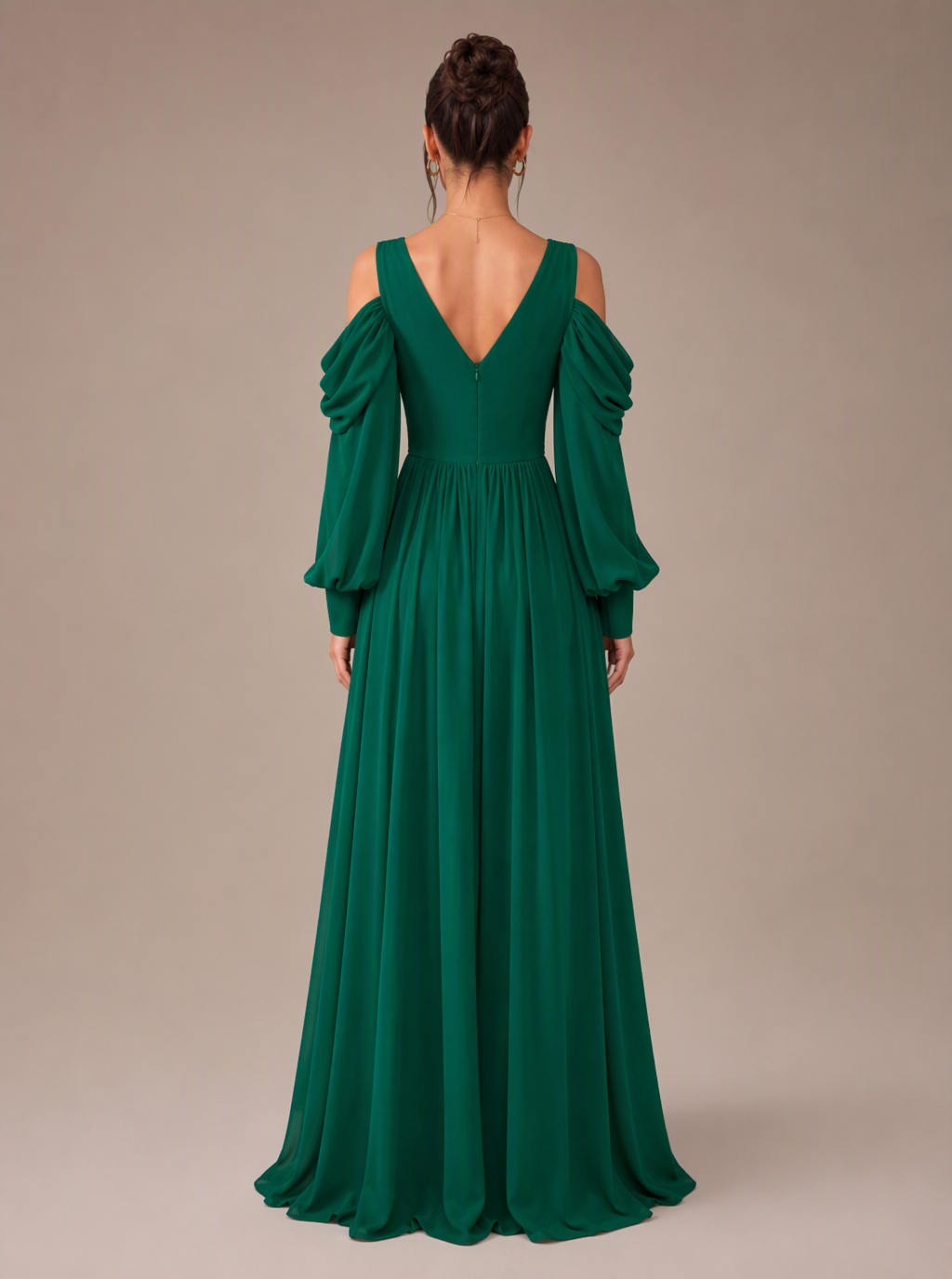 Zephrina Maelle chiffon cold shoulder maxi dress in green