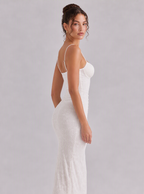 Zephrina Jessara strapless lace maxi dress in white