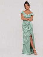 Zephrina Honora ruched satin maxi dress