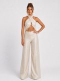 Zephrina Renata metallic linen-look set in apricot