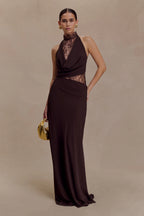 Ysella Lace Panel Knit Maxi Dress