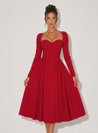 Zephrina Celestine sweetheart knit midi dress in red