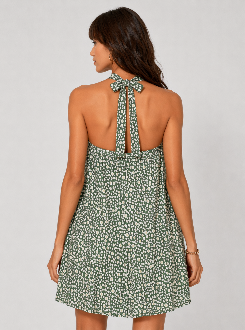 Elena Dotted Halter Mini Dress