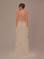 Zephrina Ophelia lace appliqu¨¦ high-low maxi dress in cream