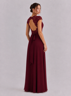Zephrina Xaviera flutter-sleeve chiffon maxi dress