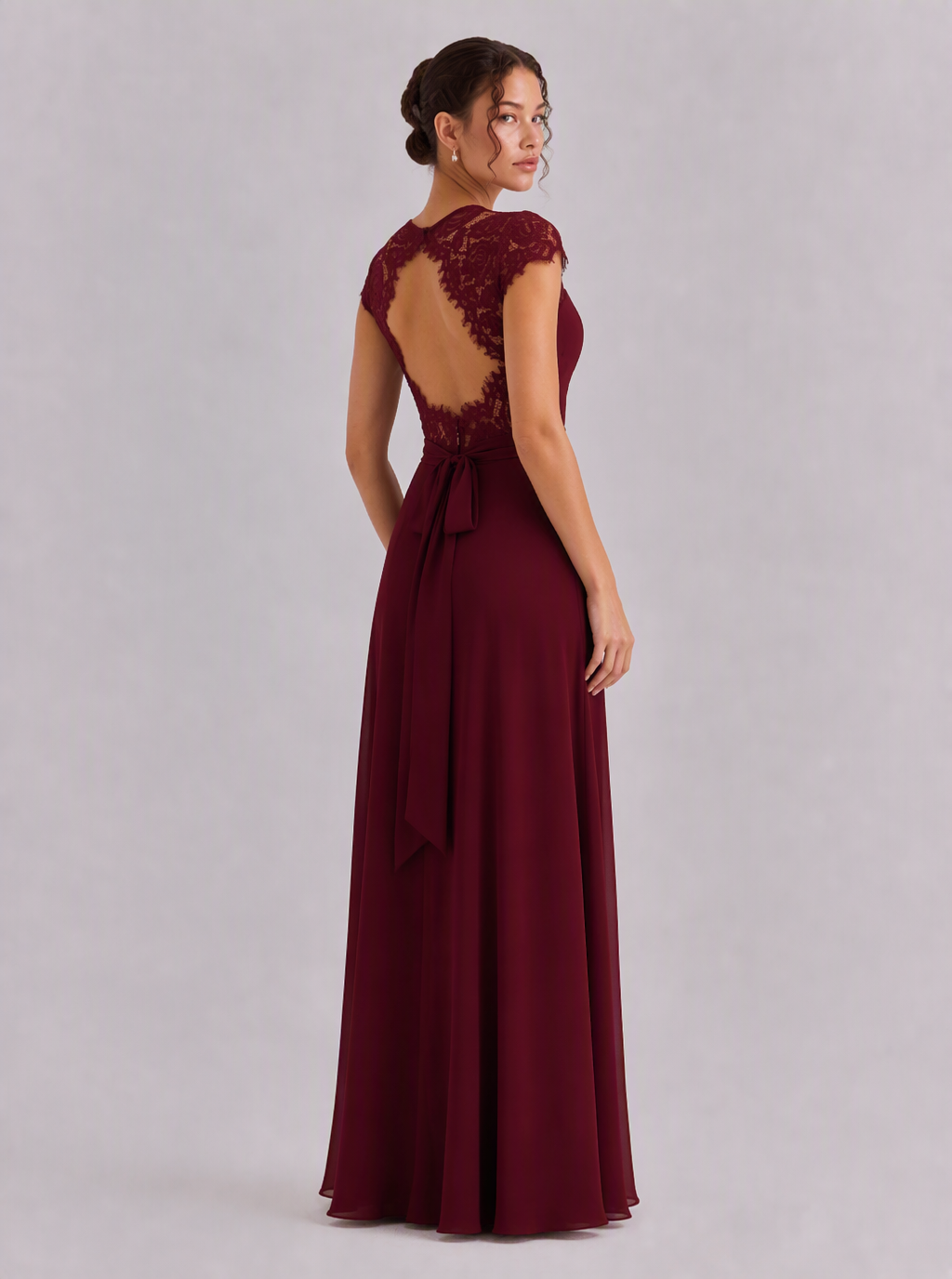 Zephrina Xaviera flutter-sleeve chiffon maxi dress