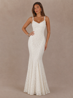 Zephrina Delphine lace-up back lace maxi dress in white