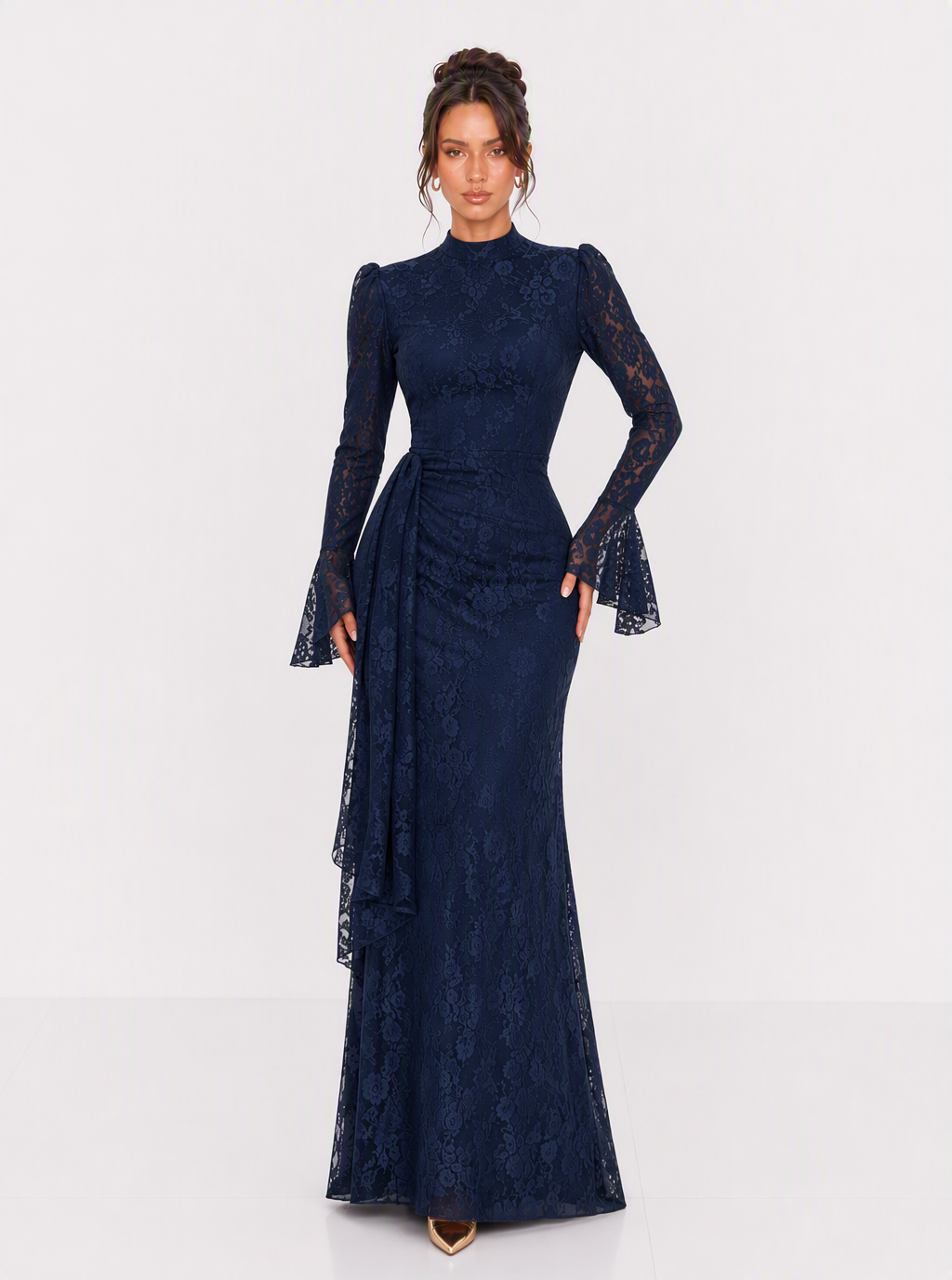 Zephrina Ottilie lace flare sleeve maxi dress