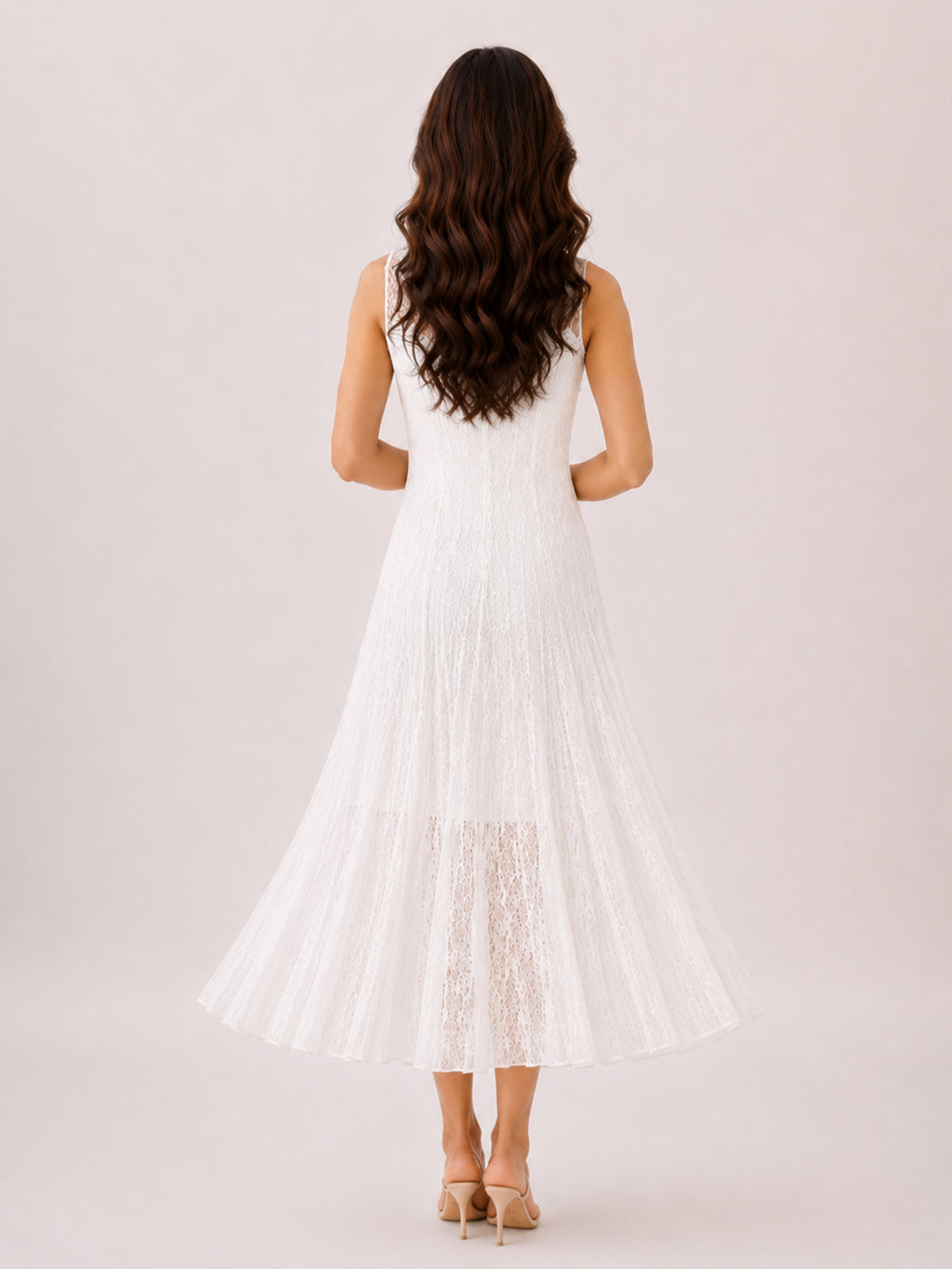 Eleanor weißes Spitzen-Midikleid