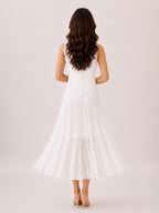 Eleanor weißes Spitzen-Midikleid