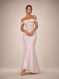 Zephrina Nerissa lace satin maxi dress in pink