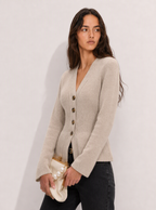 Zephrina Clemence ribbed v-neck cardigan in khaki