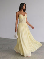 Zephrina Mirela lace bodice maxi dress in yellow