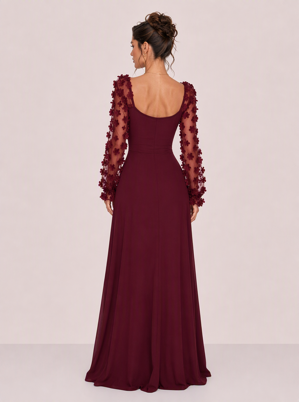 Zephrina Orlaith floral applique maxi dress in burgundy