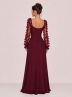 Zephrina Orlaith floral applique maxi dress in burgundy
