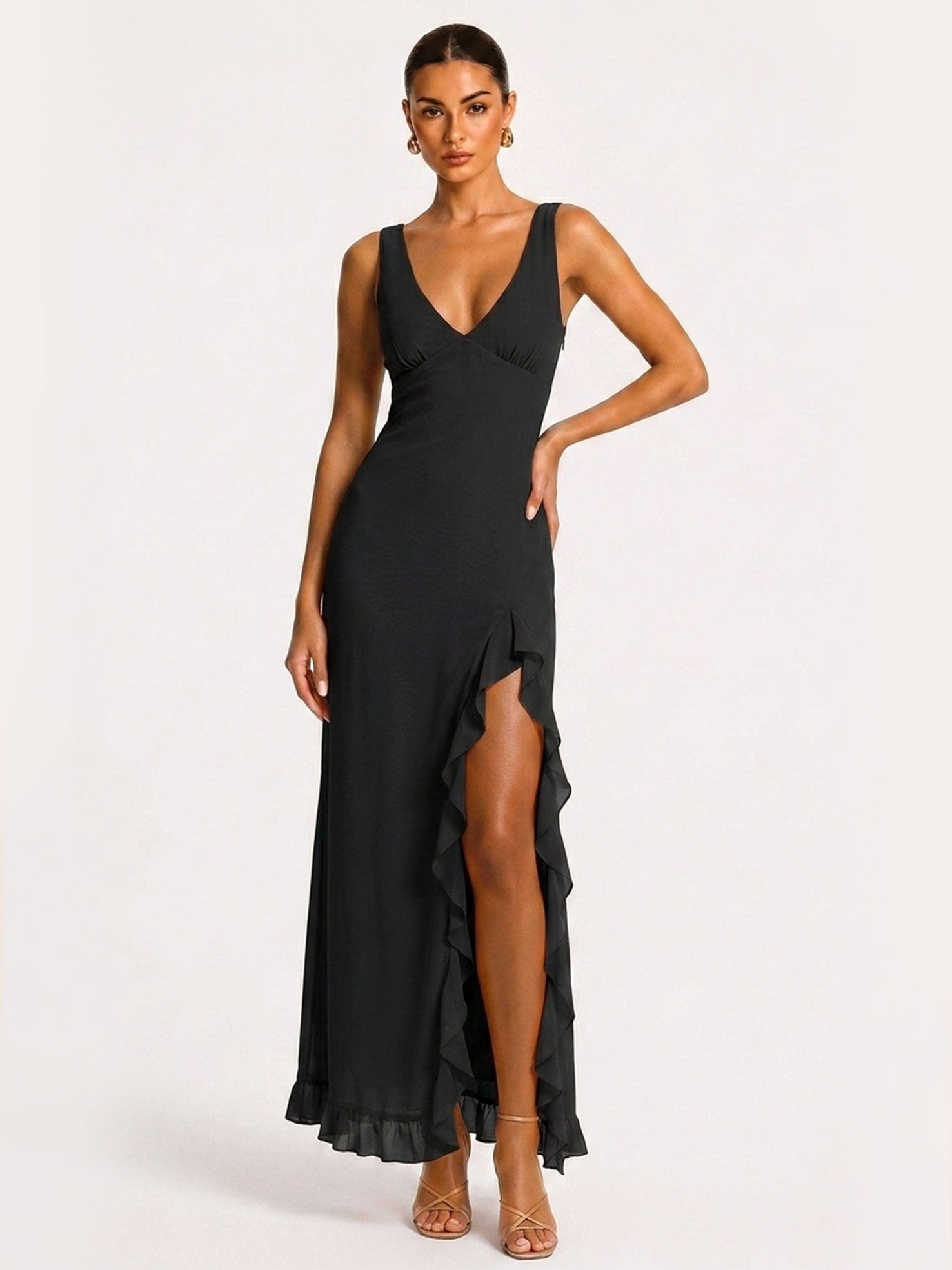 Zephrina Ava orangefarbenes Midikleid