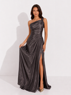 Zephrina Corinne one-shoulder ruched maxi dress