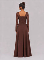 Zephrina Wilhelmina lace sweetheart maxi dress in brown