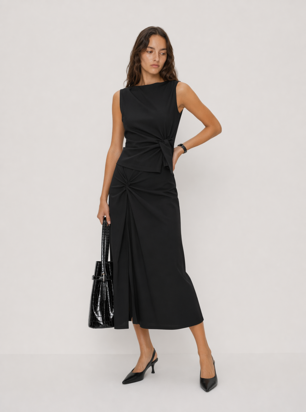 Nora Side Knot Midi Skirt