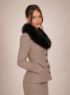 Ilyse Faux Fur Collar Skirt Set