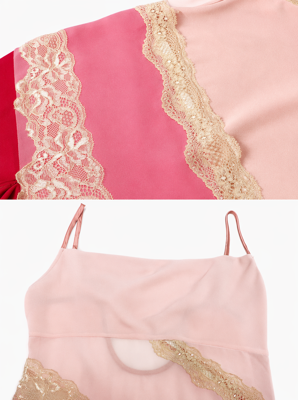 Cecily Asymmetric Lace-Panel Midi Dress