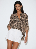 Zephrina Vivica leopard chiffon blouse in coffee