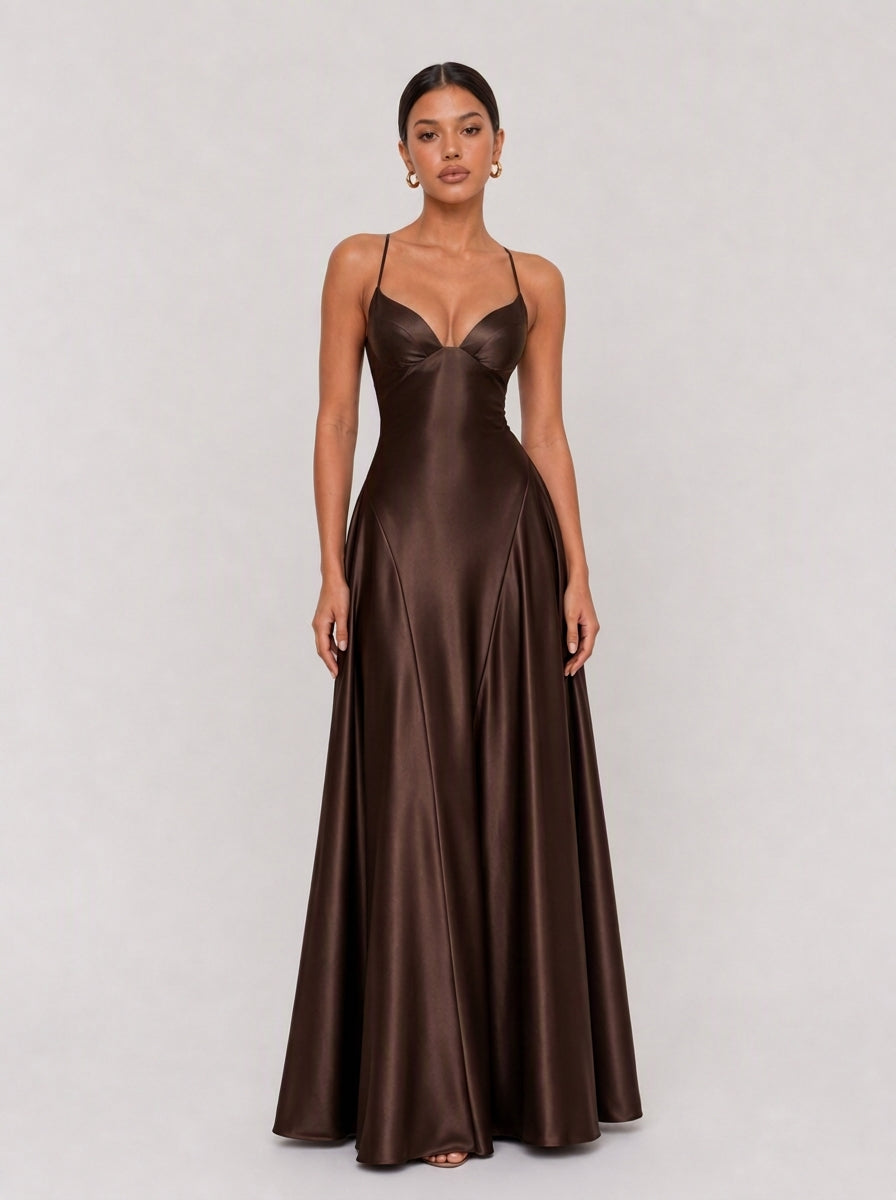 Zephrina Mirabel satin slip maxi dress