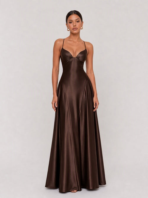 Zephrina Mirabel satin slip maxi dress