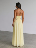 Zephrina Mirela lace bodice maxi dress in yellow