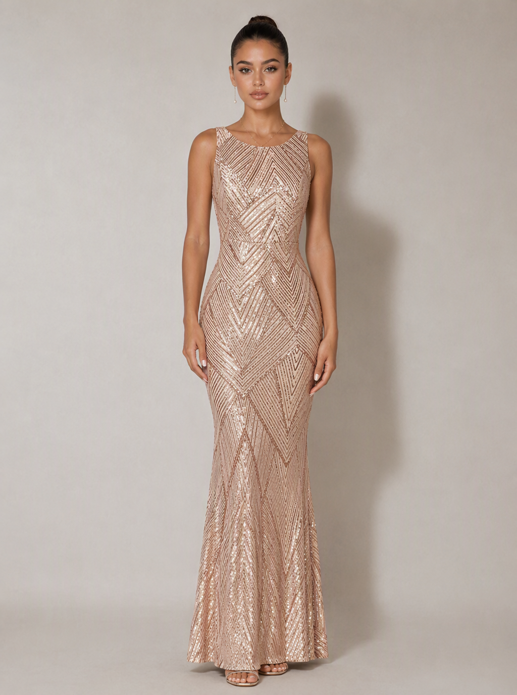 Zephrina Fidelia sleeveless sequin maxi dress in gold