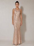 Zephrina Fidelia sleeveless sequin maxi dress in gold