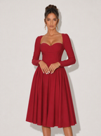 Zephrina Celestine sweetheart knit midi dress in red