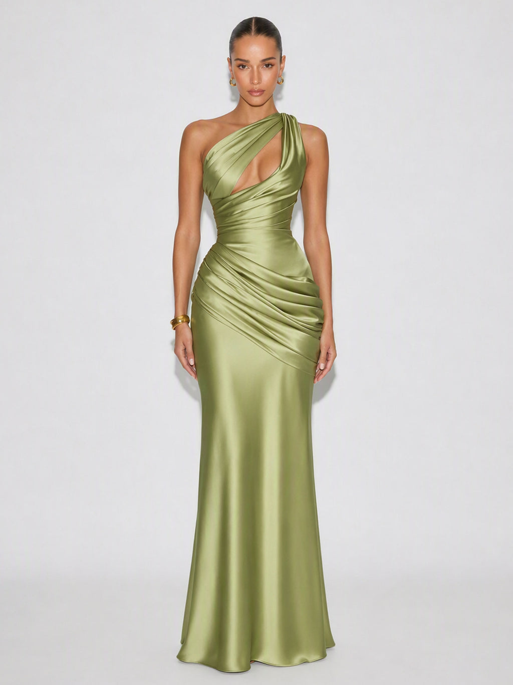 Zephrina Nola cutout satin maxi dress in green