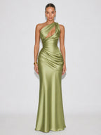 Zephrina Nola cutout satin maxi dress in green