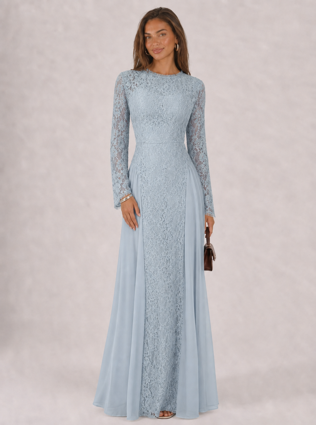 Zephrina Delara lace chiffon maxi dress in blue