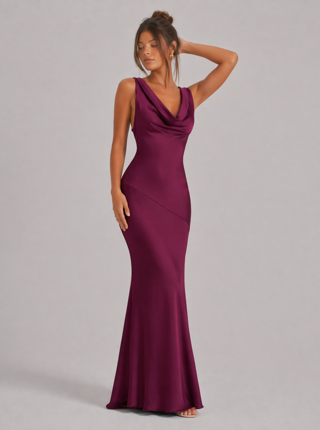 Zephrina Arlette cowl satin-look maxi dress in blue