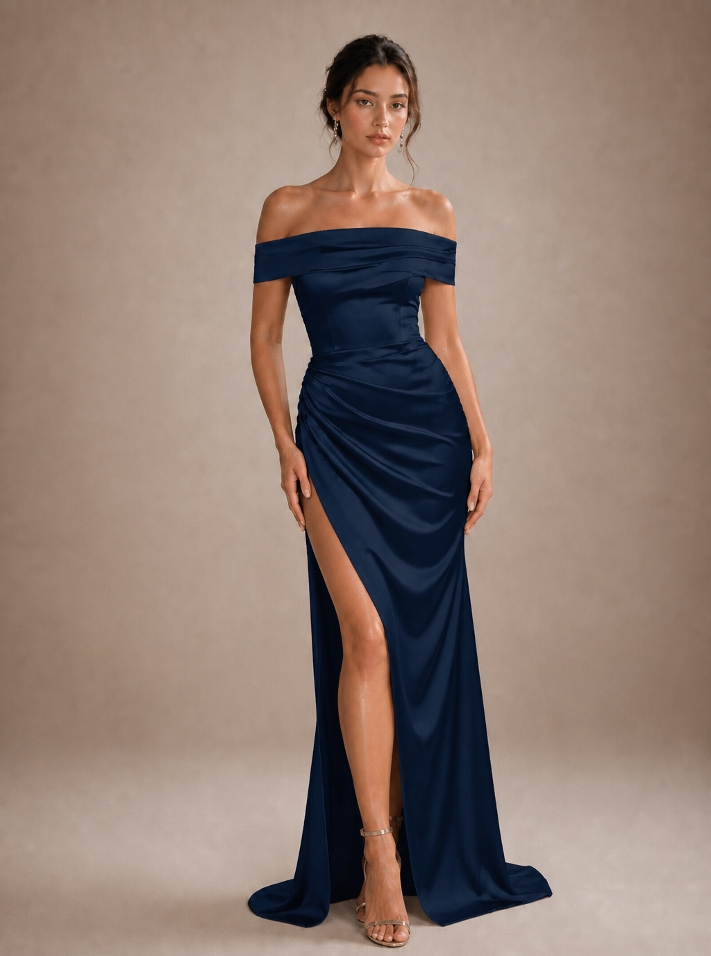 Zephrina Luvienne off-shoulder satin maxi dress