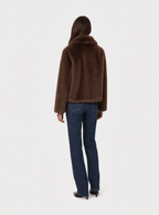 Zephrina Arabella shawl collar faux fur coat in coffee