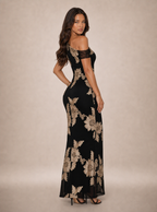 Zephrina Belviane one-shoulder embroidered maxi dress