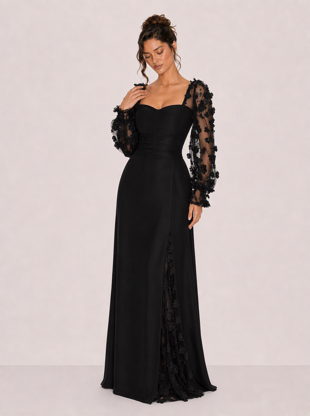 Zephrina Orlaith floral applique maxi dress in burgundy