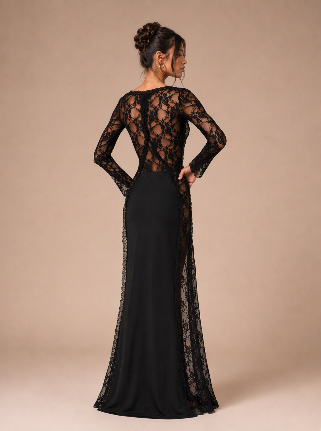Zephrina lace-panel satin-look maxi dress in white