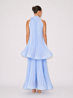 Zephrina Leonie pleated tiered maxi dress in blue