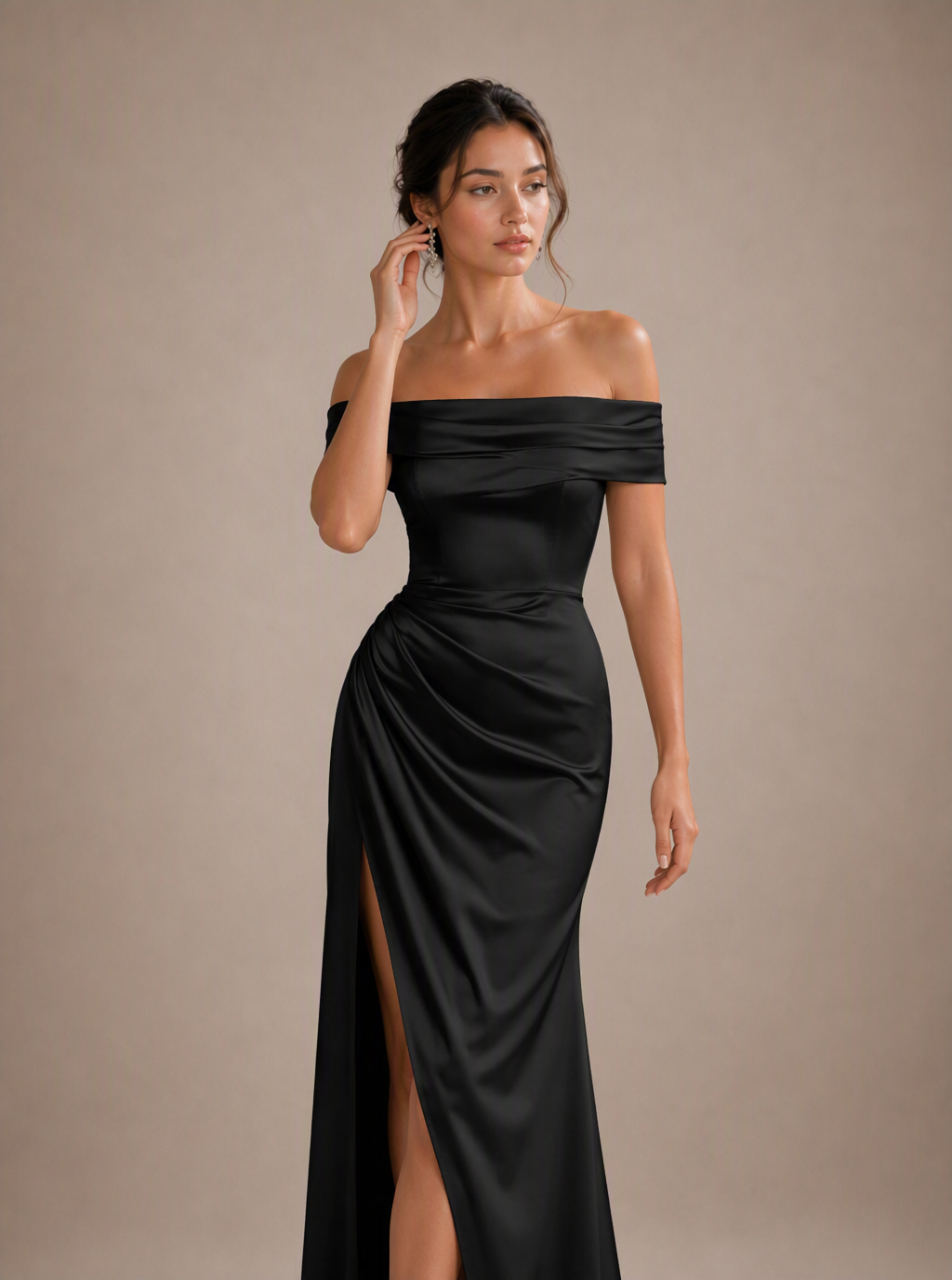 Zephrina Luvienne off-shoulder satin maxi dress