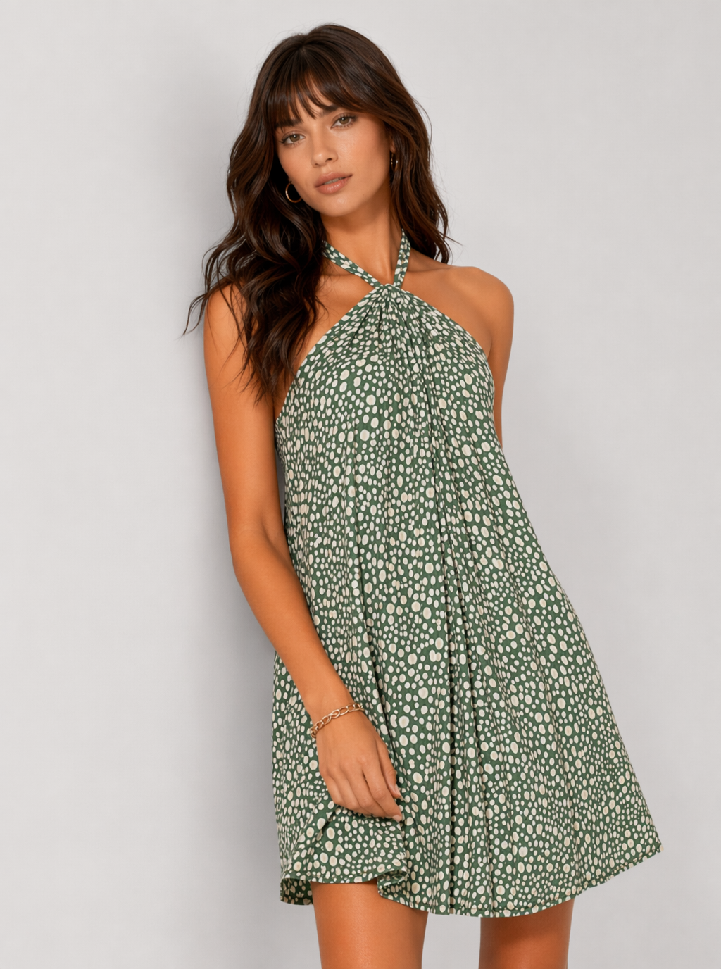 Elena Dotted Halter Mini Dress