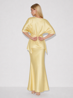 Zephrina Celandine draped satin set