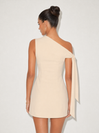 Zephrina Delphine one-shoulder knot mini dress in apricot