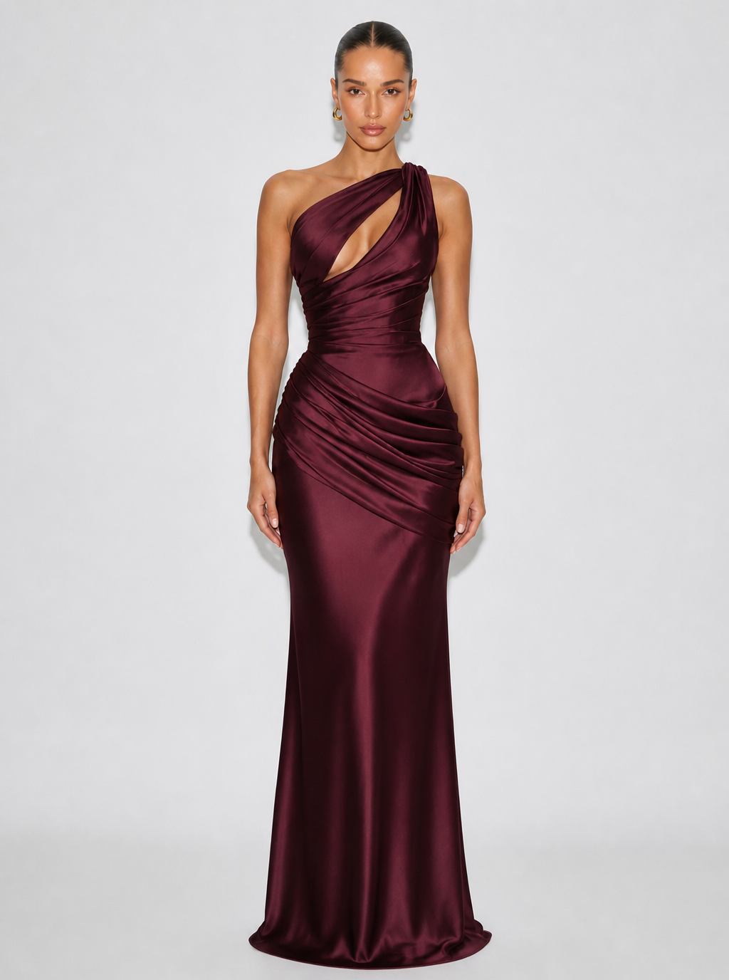 Zephrina Nola cutout satin maxi dress in green