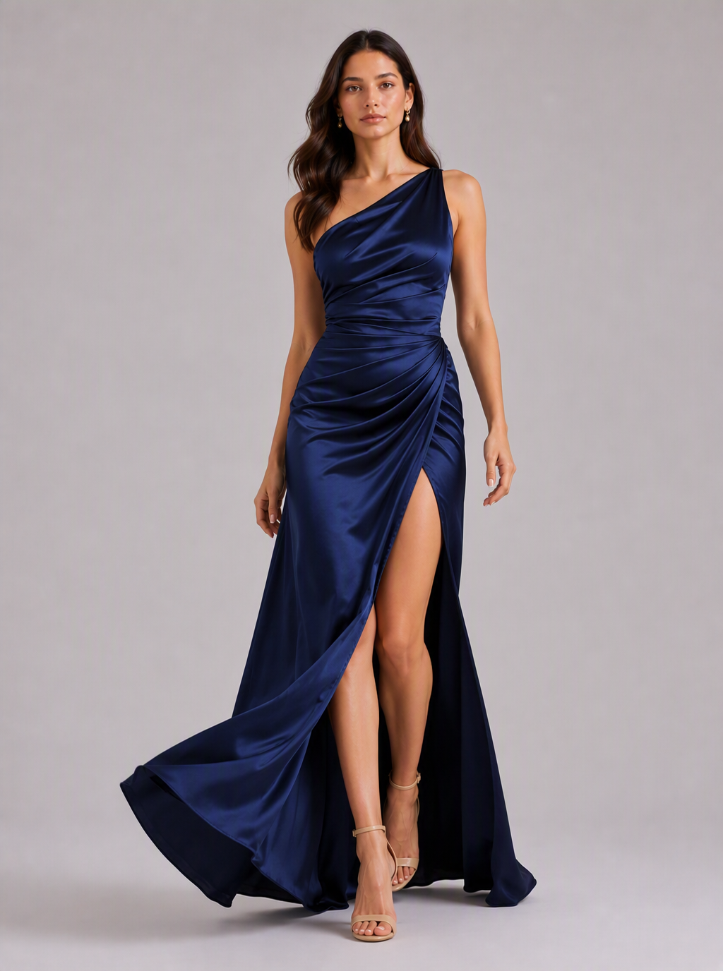 Zephrina Julienne one-shoulder satin maxi dress