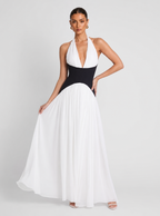 Monochrome Corset Waist Maxi Gown